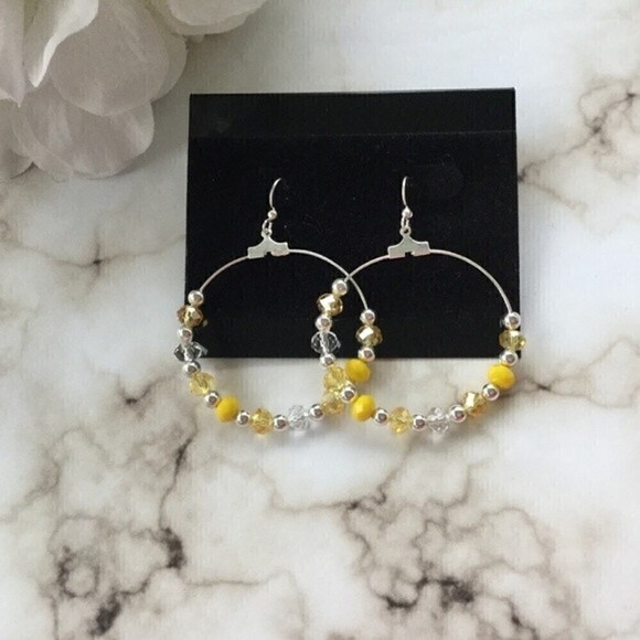 Glass Bead and Opal Yellow Earrings - Picture 5 of 5